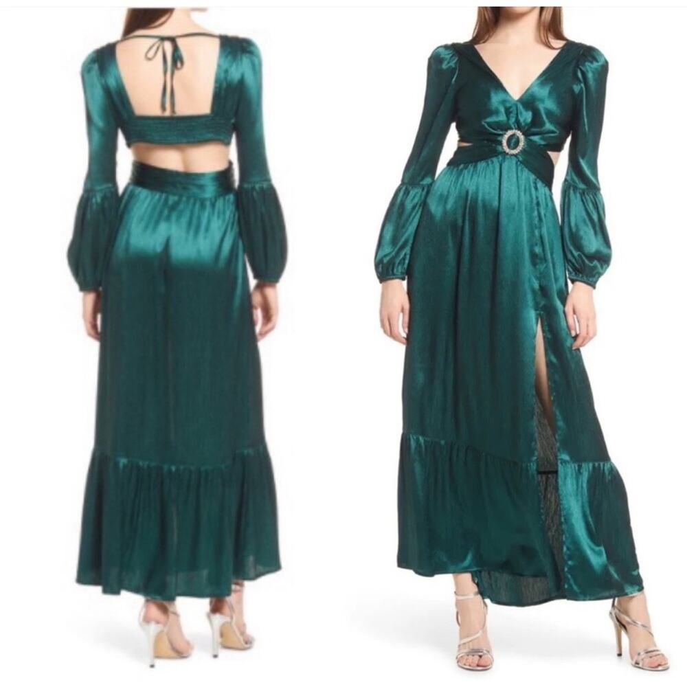 NWOT RAHI Leia cutout crossover maxi cocktail gown dress sz M
